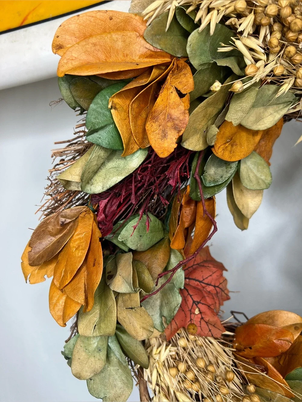 Fall Leaves and Wheat/Oats Wreath